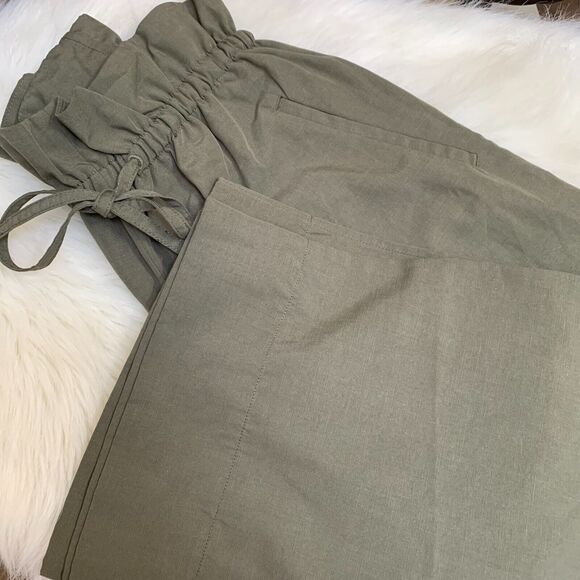 The GROUP by BABATON Olive Hi Waist Drawstring Paper Bag Wide Leg KERRI Pants - Picture 13 of 15